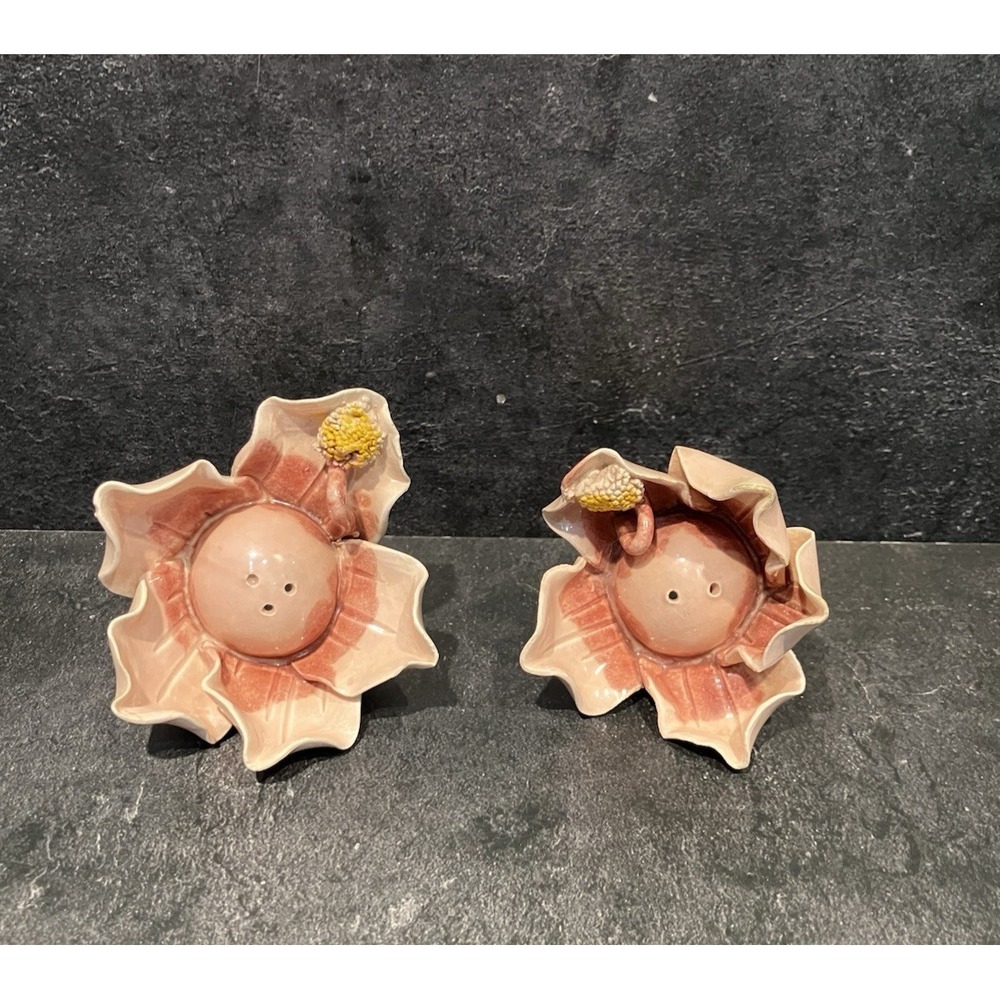 Fitz‎ and Floyd 1983 Pink Flower Salt & Pepper Shaker Pink Yellow Vintage *RARE*